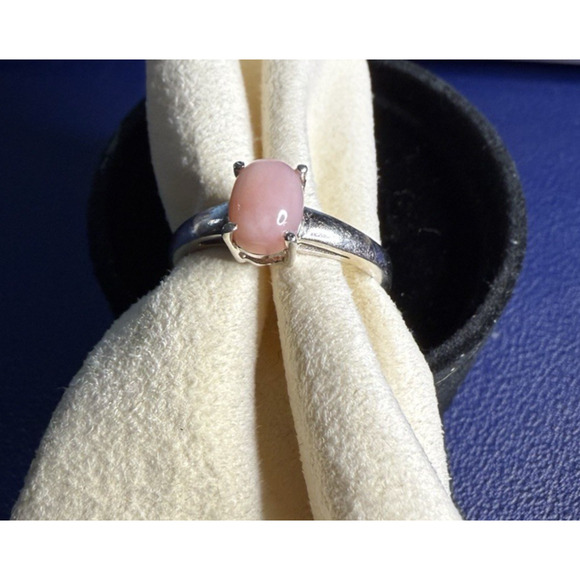 Sterling Silver Ring Pink Stone Oval Prong Setting Size 8 925 - Picture 11 of 11